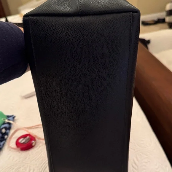 Coach Navy Tote Bag Purse with Gold Accents - Picture 4 of 7